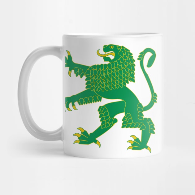 Heraldic Rampant Lion (Green) by PabloDeChenez